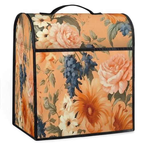 Coffee Maker Cover Vintage Floral Flower Kitchen Appliance Covers Small Appliance Covers Blender Cover Juicer Cover Dust Covers for Kitchen Appliances with Top Handle and Pockets,Washable,B848