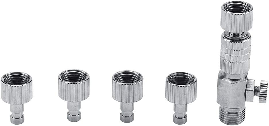 Airbrush Quick Release Disconnect with 4 Male Fitting, 1/8 in BSP Male and Female Release Disconnect Adapter with Adjustable Control Valve, Airflow Control Valve for Air Compressor