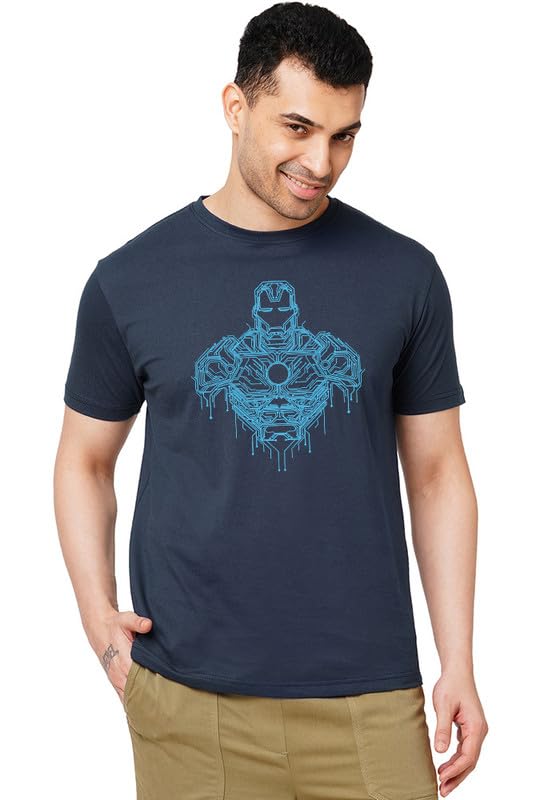 Image of Wear Your Opinion Official Marvel Merchandise: Ironman Printed Men's Half Sleeve Cotton Tshirt (Design: Circuit Bust Iron Man)