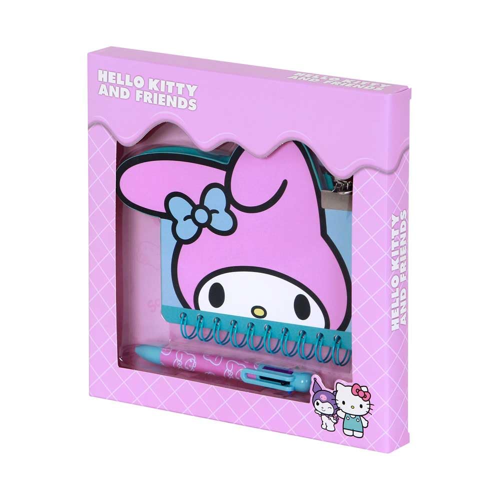 Hello Kitty My Melody Face-Pack of Kawaii Diary + 6-Coloured Pen, Pink