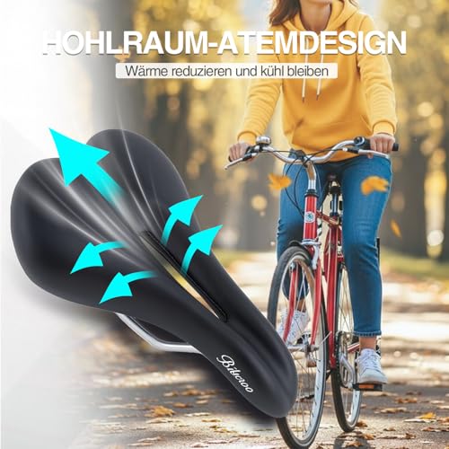 Fahrradsattel Herren Bequem, Ergonomisch Wasserdicht Fahrrad Sattel für Damen & Herren, Bequemer Hohl Ergonomisch Fahrradsitz, Stoßdämpfend Atmungsaktiv Mountainbikesättel, MTB, Trekking, City