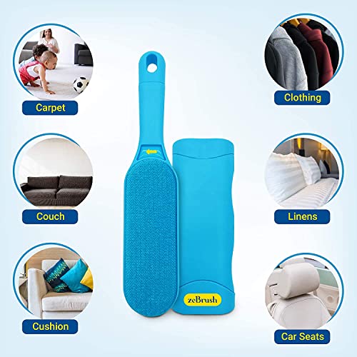 Pet Hair Remover Brush, Hair Remover For Cat, No Refill, No Waste, Double-Sided Handheld Fur Brush Remover, Best Hair Remover For Dog And Cat, Easy To Clean Hair, Sky Blue #TOP1