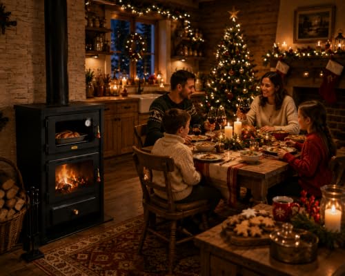 Miniatura 6 de Estufa De Leña Con Horno, Estufa De Cocina, Potencia De Calefacción De 14 Kw