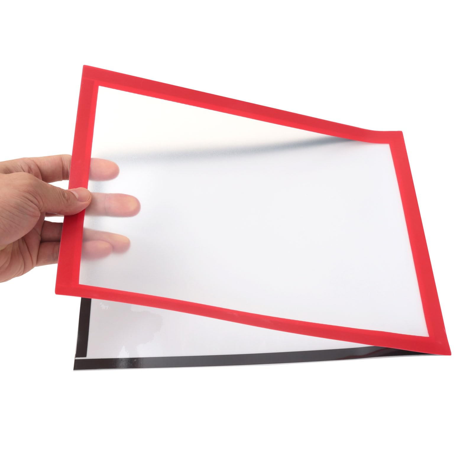 PATIKIL 8"x12" Magnético Exhibición Marco, 5 Paquete A4 Autoadhesivo Magnético Cartel Soporte Doble Lado Ventana Letrero Soporte para Pared Oficina Refrigerador, Rojo