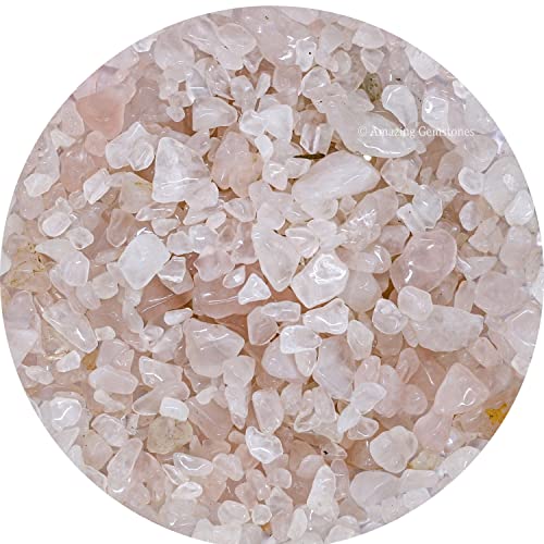 Image of Amazing Gemstone Rose Quartz Crystal Chips Aquarium Gravel Rocks - Rose Quartz Chips Bulk Fish Tank Gravel, Small Tumbled Stone Chips and Tiny Crystals for Decoration (AAA Grade) (1000+ Carat Chips)