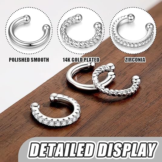 Image of 6Pcs Ear Cuffs Without Piercing for Women, Hypoallergenic Alloy Hoop Ear Clips with Rhinestone Shine, Gold & Silver Colour Ear Cuff Earrings Set, Trendy Gift Accessories