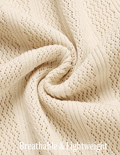 Coofandy Vintage Short Sleeve Button Up Knitted Polo Shirts Casual Beach Summer Shirt Light Cream #TOP4