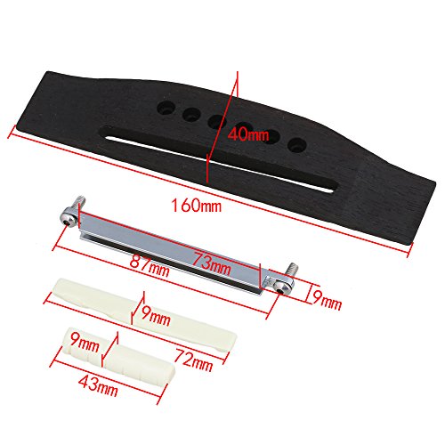 Yibuy 6 String Acoustic Guitar Rosewood Bridge & Saddle Nut & Adjustable Shaft Set #TOP6