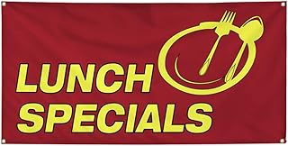Vinyl Banner Multiple Sizes Lunch Specials Advertising Printing A Restaurant & Food Outdoor Weatherproof Industrial Yard Signs Red 4 Grommets 24x36Inches