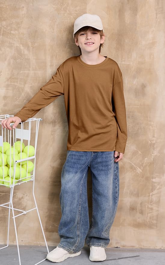 ZDC Kids Boys Long Sleeve T Shirts Crewneck Tops Fashion Basic Tee Clothes 5-14 Years - Image 4