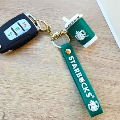Image of Wanna Party Coffee Cup Keychain Bag Charm - Barista Style Coffee Lover Key Ring with Cute Latte Design for Backpack and Purse Accessories