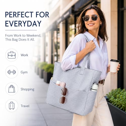 Image of LEDAOU Beach Bag Waterproof Sandproof Women Beach Tote Pool Bag with Zipper for Swim Gym Grocery Travel with Wet Pocket | Sandproof