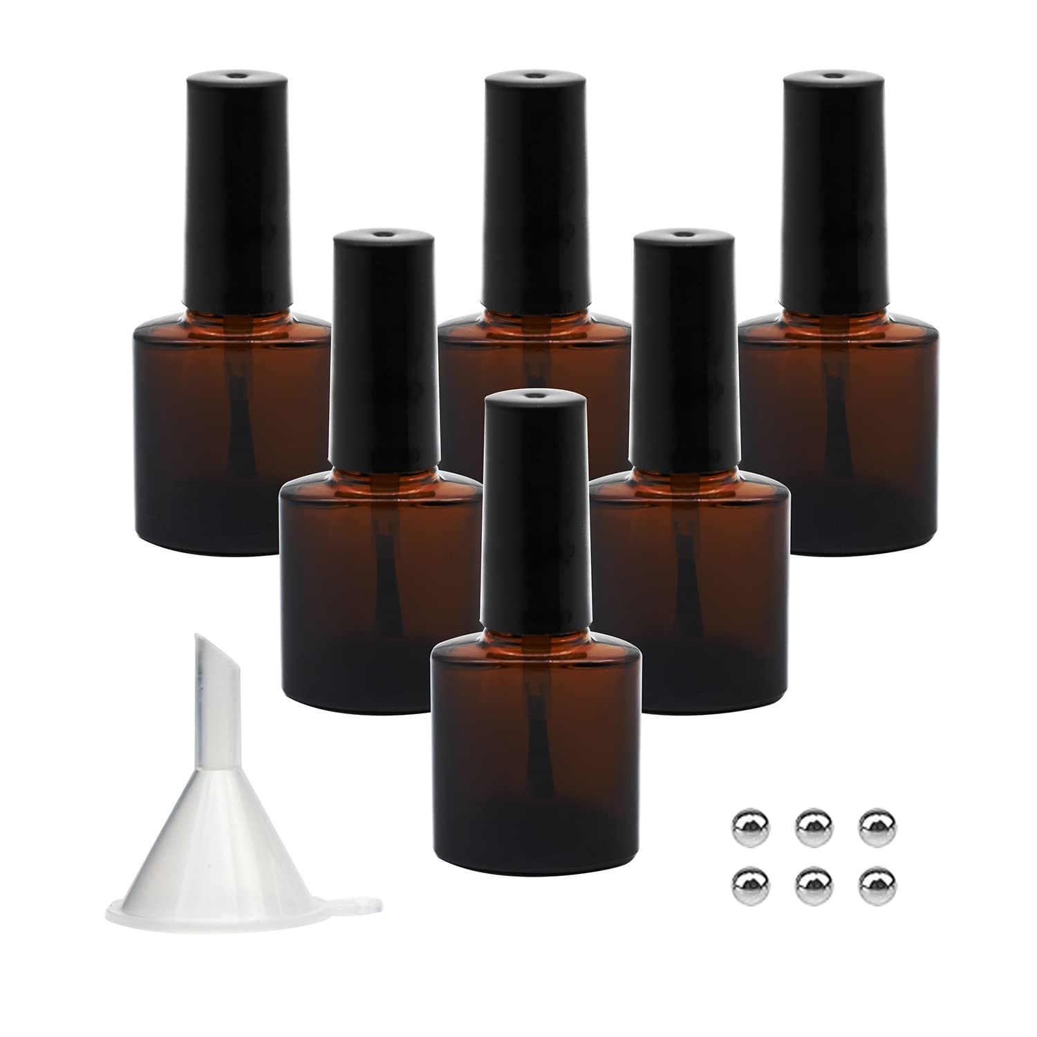 Agidea Brown 6Pcs Empty Nail Polish Bottles,, 8Ml