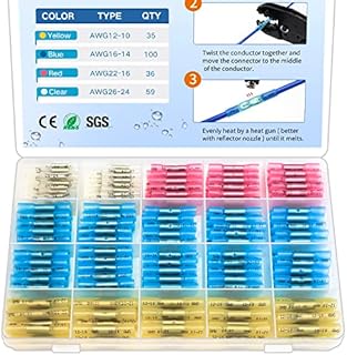 230 Pcs Heat Shrink Butt Connectors, Marine Grade Waterproof Wire Connectors Kit, Tinned Copper Terminal Insulated Electrical Crimp Connectors for Boat, Cable Wiring, Automotive