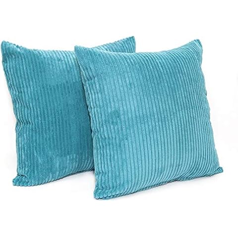 Teal Chenille Stripe Cushions with Pads Cover