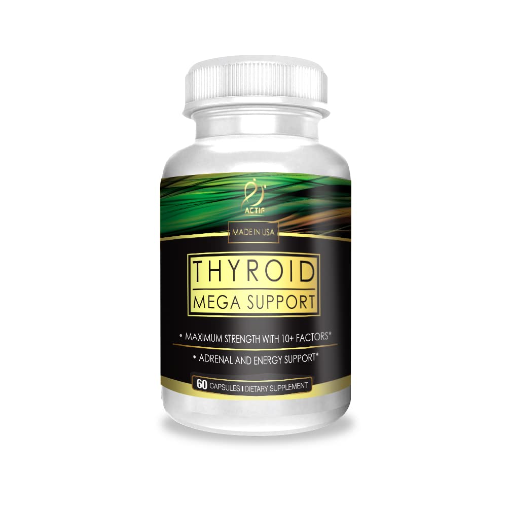 ACTIF Thyroid Mega Support - Maximum Strength with 10+ Thyroid Factors - Supports Energy, Metabolism, Adrenal Fatigue & Stress Response - Non GMO, 1 Month Supply, Made in USA — Amazon image 4