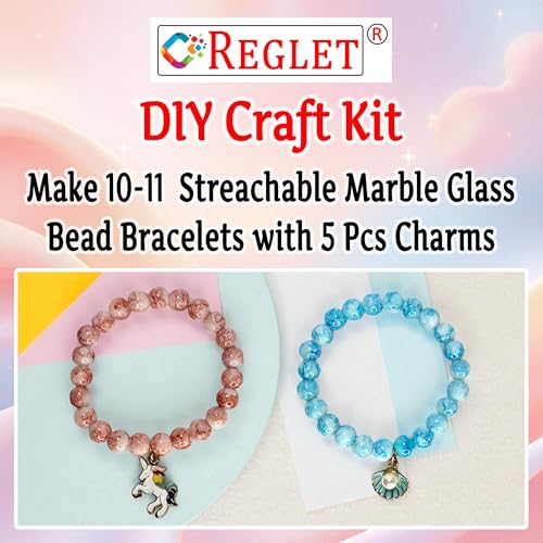 Image of 5 Pcs Charms + 250 Pcs Marble Glass Beads for Jewellery Making Kit - Glass Beads for Bracelet Making Kit - Bead Craft - 8mm
