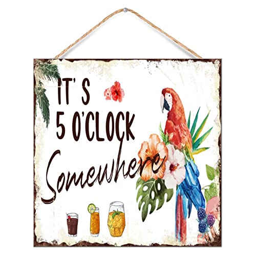 Panneau bois suspendre It's 5 O'Clock Somewhere déco murale salon 30,5 cm - 3