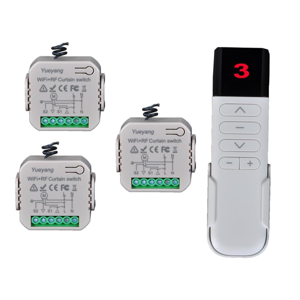 Kit Interruttore Tapparelle WiFi Intelligente (3 Pezzi) | Telecomando RF, Compatibile con Google Home, Alexa, App Tuya/Smart Life, Controllo Manuale e Remoto