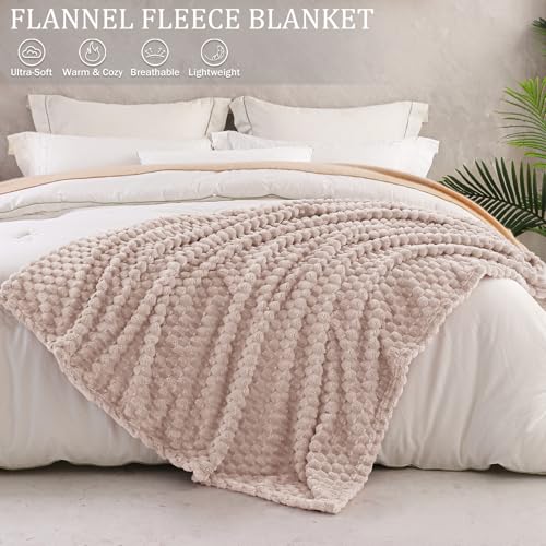 Image of Exclusivo Mezcla Fleece Twin Blanket for Bed, Extra Large Fuzzy Camel Bed Blankets, Soft Cozy Plush Sofa Throws for All Seasons, 90x66 Inches