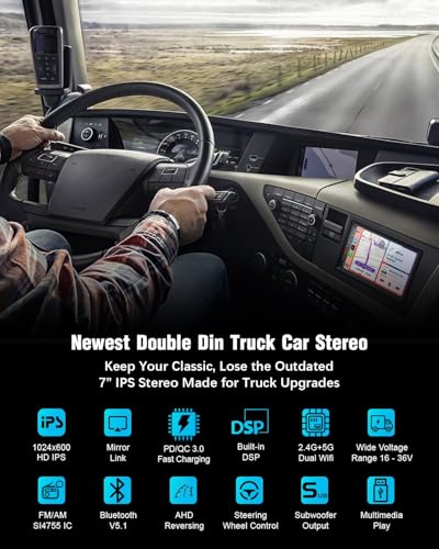 Radio para camión doble din con Carplay inalámbrico 7 pulg miniatura 2
