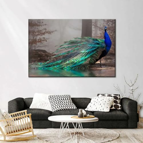 Décoration murale paon bleu TONGYINLI pour habiller un grand mur - 2