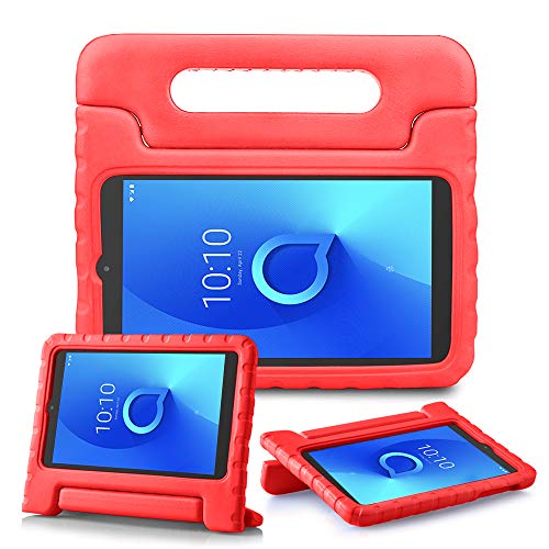 REGOKI Case for Alcatel 3T / A30 Tablet 8", Lightweight Handle Stand Kids Cover Compatible with T-Mobile 8-inch Alcatel 3T 2018 (Model 9027W) / Alcatel A30 2017 (Model 9024W) Tablet (Red)