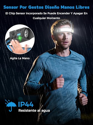 Linterna de cabeza LED manos libres con sensor de movimiento y doble foco TS-4 4