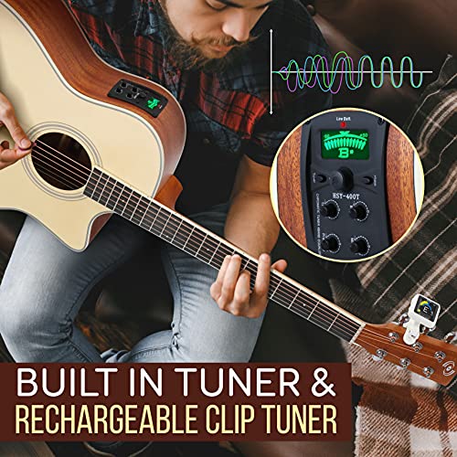 Pyle PEAG200 Premium Electric Acoustic Guitar Kit, Spruce Top And Mahogany Sides Full Size Dreadnought Cutaway thumb #3