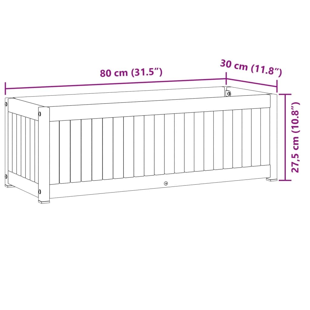 vidaXL Jardinière 80x30x27,5 cm Bois Massif d'acacia et Acier, jardinière d'extérieur, bac à Fleurs, bac à Pommes de Terre, jardinière de terrasse