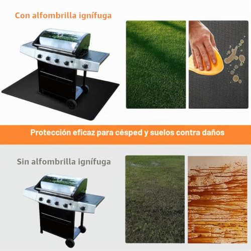Miniatura 5 de Alfombra Barbacoa Exterior 100 X 152 Cm, Alfombra Barbacoa Exterior, Esterilla Para Barbacoa, Tapete Ignífugo De Fibra De Vidrio, Felpudo Resistente Al Calor Para Barbacoas, Alfombrilla Ignífuga