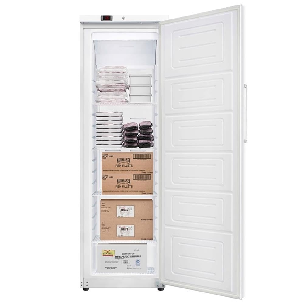 Pemberly Row 23" Commercial Auto-Defrost Reach-In Freezer, 12 Cu. Ft., Digital Temperature Control, Adjustable Shelves, Key Lock, Freestanding In White, Ideal For Kitchen Or Food Storage on Fridge.com - View 6