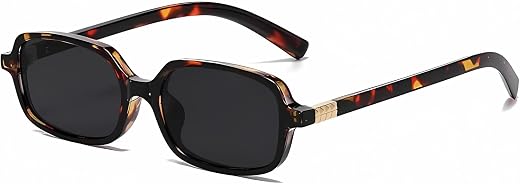 HUVORA Rectangle Retro UV Protection Sunglasses for Men Women Stylish 90's Narrow Frame Zero Power Anti Blue Light Compute...