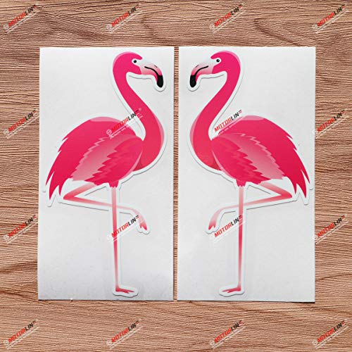 Flamant rose Oiseau Autocollant en vinyle - Paire Brillant, 15,2 cm - Images miroir inversées pour voiture bateau ordinateur portable