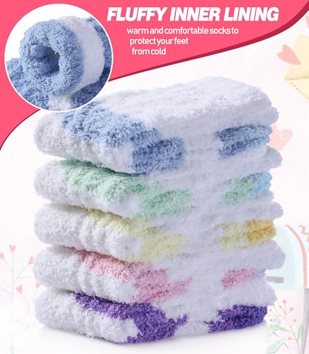 Image of DYW Fuzzy Socks for Women Fluffy Winter Warm Slipper Soft Cozy Home Sleeping Socks 5 Pairs