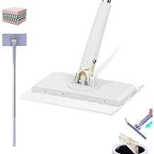 Grip Mini Snap Mop,Zero Touch Mini Mop,No Wash Lazy Mops Wet and Dry,Disposable Dust Mop with 4 Reusable Cloths,Reusable Clip Mopping Stick with Stainless Steel Handle,for Wall Door Window W, 28in
