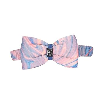 Poochles Marble Waves Classic Printed Dog Bow Tie Collar - Medium | Cotton Dog Collar | Adjustable