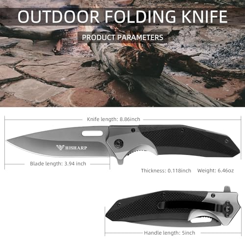 Pocket-Knife-394-Steel-Blade-Folding-Camping-Knife-for-Men-Portable-Sharp-EDC-Knife-with-Pocket-Clip-for-Camping-Fishing-Hiking-Hunting-etc-Outdoor-Activities