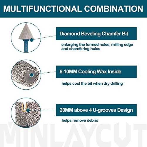 Kit de brocas de diamante 9 piezas tamaño múltiple miniatura 6