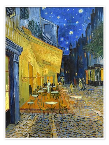 Terrasse du café le soir Poster de Vincent van Gogh 30 x 40 cm Bleu Tableaux Décoration murale