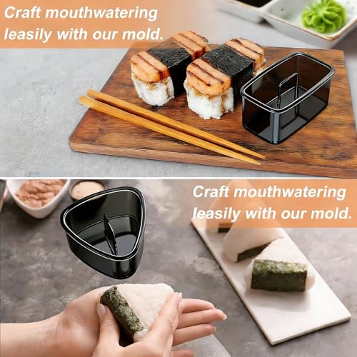 Image of 3PCS Clear Black Onigiri Rice Ball Mold Maker Kit, Musubi Press, Triangle Sushi Press for Kid Lunch Bento, Non-stick, BPA-Free