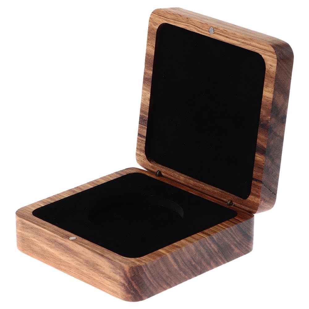 Risedot Coin Storage Case Women Coin Presentation Practical Walnut Wood Collector Challenge Coin, Brown