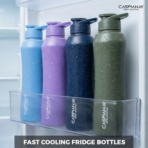 Image of Caspian Trek Customised Stainless Steel Water Bottle 1L, C Violet with Logo Print - Personalised Water Bottle with Your Name Print for Kids Boys Girls School Office Gym- Perfect for Corporate Gifting