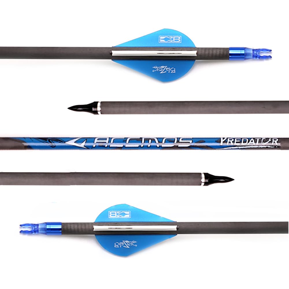 ACCMOS 12pcs Hunting Practice Arrows ID 6.2 mm Spine 200 250 300 350 400 500 600 700 804 Pure-carbon Arrow Blue Archery Ring