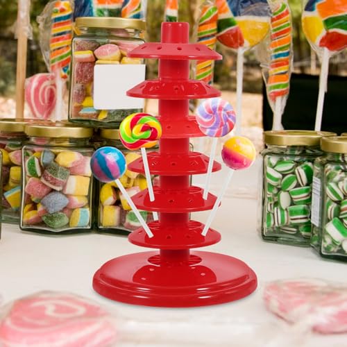 Supports à cake pops pour mariage lot de 6 présentoirs de buffet rouges ajustables VALICLUD - 8