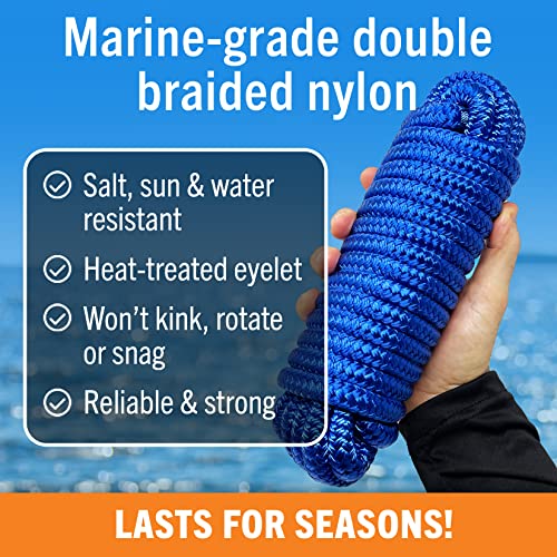 Image of Dock Lines for Boats 1 /2 inch x 25ft, 2 Pack Double Braided Nylon Boat Rope