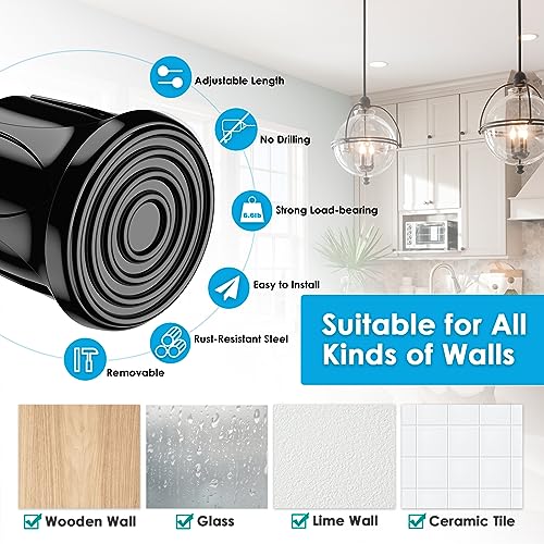 Image of MEXAU 2Pack Spring Tension Curtain Rod 16.5-28 inch Black Small Tension Rod