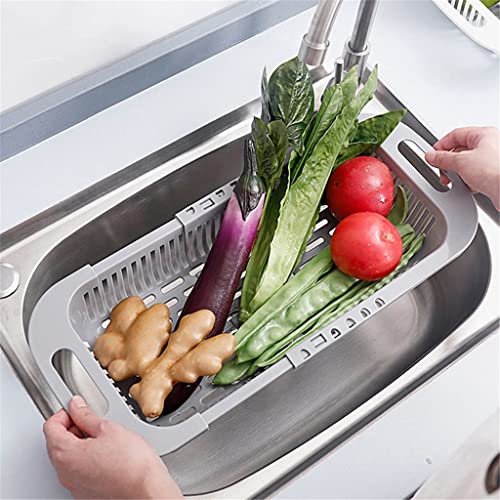 Canasta escurridora ajustable, escurridor de platos, estante de secado de fregadero, cesta de lavado de frutas y verduras, herramienta organizadora de almacenamiento de cocina (color: C, tamaño: 18,5