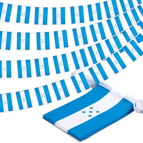 Honduras String Flag Wimpel Banner, kleine Mini honduranische Flaggen Wimpelkette Banner, nationale Landdekoration für Schule, Party, Sportveranstaltungen, 33 Fuß 30 Flaggen