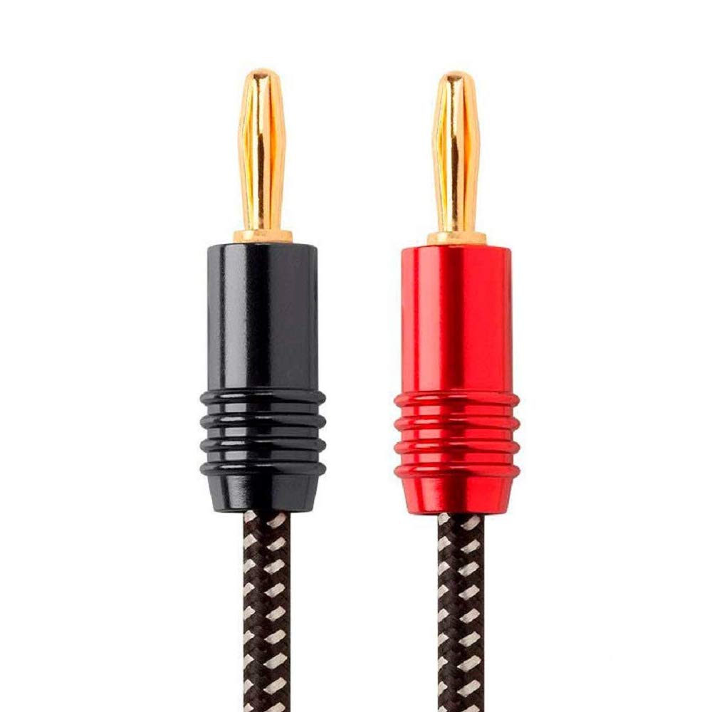 Monoprice Premium Braided Speaker Wire 14AWG - 10 Feet - 4 Pack | With Gold Plated Banana Plug Connectors - Affinity Series